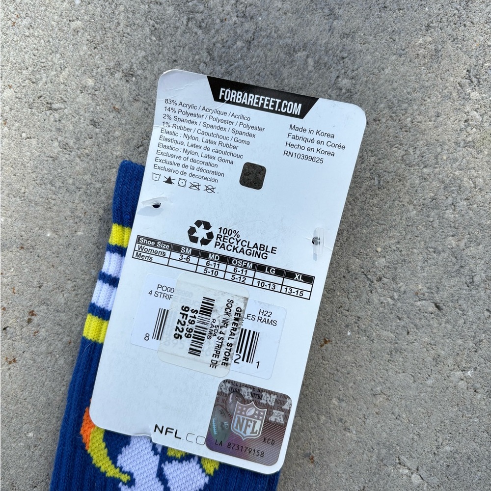 Los Angeles Rams Blue and Yellow Socks - Size 5-10 - Picture 4 of 4